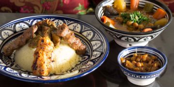 Eating in a Moroccan restaurant in Marrakech